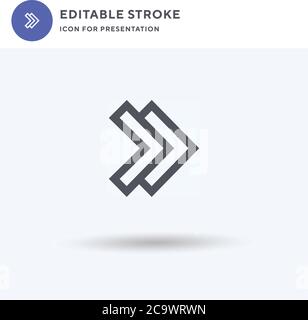 Right Chevron icon vector, filled flat sign, solid pictogram isolated on white, logo illustration. Right Chevron icon for presentation. Stock Vector