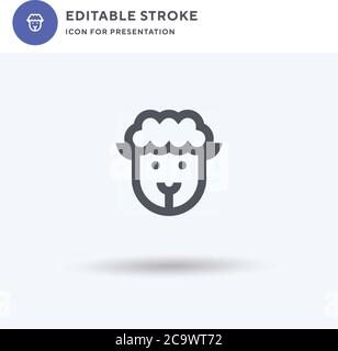 Sheep icon vector, filled flat sign, solid pictogram isolated on white, logo illustration. Sheep icon for presentation. Stock Vector