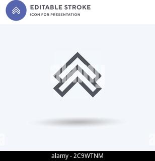 Up Chevron icon vector, filled flat sign, solid pictogram isolated on white, logo illustration. Up Chevron icon for presentation. Stock Vector