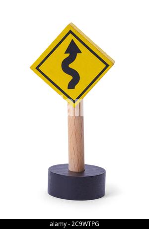 Curvy Road Ahead Sign Isolated on White. Stock Photo