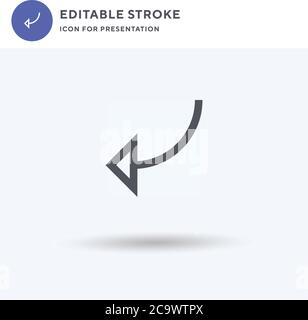 Curve Arrow icon vector, filled flat sign, solid pictogram isolated on white, logo illustration. Curve Arrow icon for presentation. Stock Vector
