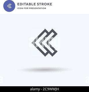 Left Chevron icon vector, filled flat sign, solid pictogram isolated on white, logo illustration. Left Chevron icon for presentation. Stock Vector