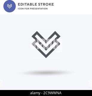 Down Chevron icon vector, filled flat sign, solid pictogram isolated on white, logo illustration. Down Chevron icon for presentation. Stock Vector