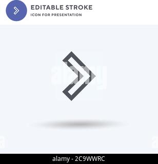 Right Chevron icon vector, filled flat sign, solid pictogram isolated on white, logo illustration. Right Chevron icon for presentation. Stock Vector