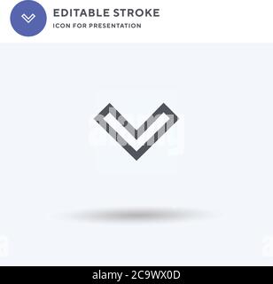 Down Chevron icon vector, filled flat sign, solid pictogram isolated on white, logo illustration. Down Chevron icon for presentation. Stock Vector