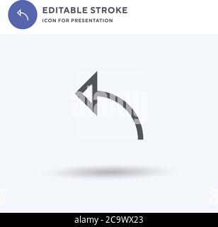 Curved Arrow icon vector, filled flat sign, solid pictogram isolated on white, logo illustration. Curved Arrow icon for presentation. Stock Vector