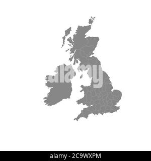 The Great Britain map in gray on a white background Stock Vector