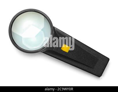 Magnifying Glass with Light Switch Isolated on White. Stock Photo
