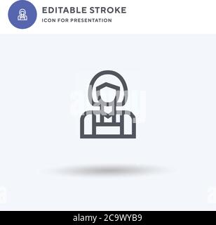 Charwoman icon vector, filled flat sign, solid pictogram isolated on white, logo illustration. Charwoman icon for presentation. Stock Vector