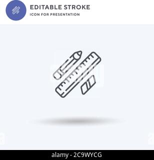 Drawing Tools icon vector, filled flat sign, solid pictogram isolated on white, logo illustration. Drawing Tools icon for presentation. Stock Vector