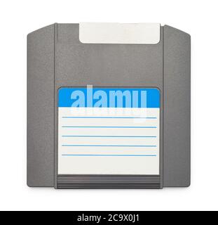 Retro Floppy Disk With Label Isolated on White. Stock Photo