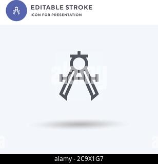 Compass icon vector, filled flat sign, solid pictogram isolated on white, logo illustration. Compass icon for presentation. Stock Vector