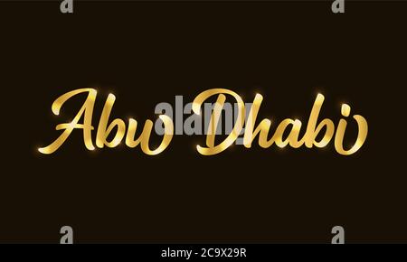 Hand sketched DUBAI word as banner or logo in gold. Lettering for header, label, flyer, poster, print, card, advertising Stock Vector