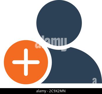 User profile with plus line icon. Add new friend, customer, follow symbol Stock Vector