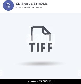Tiff icon vector, filled flat sign, solid pictogram isolated on white, logo illustration. Tiff icon for presentation. Stock Vector