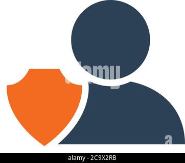 User profile with shield line icon. Online account protection symbol Stock Vector