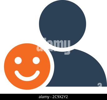 User profile with happy face line icon. Smile rating, feedback symbol Stock Vector