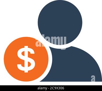 User profile with coin line icon. Online wallet, payment method symbol Stock Vector