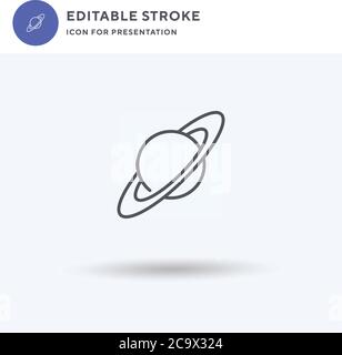 Saturn icon vector, filled flat sign, solid pictogram isolated on white, logo illustration. Saturn icon for presentation. Stock Vector
