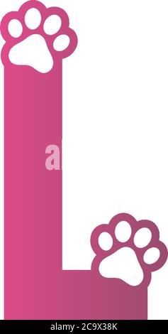 Letter L logo design Dog footprints concept icon illustration Stock Vector