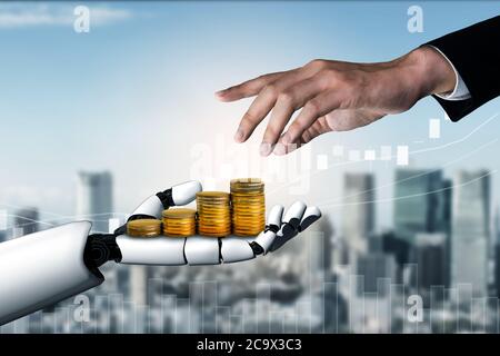 Futuristic robot artificial intelligence concept. Stock Photo