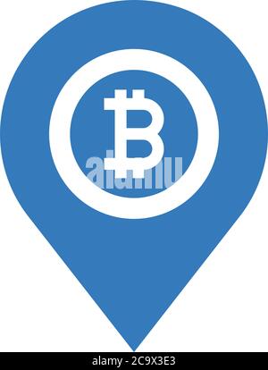 Bitcoin, location map icon. Beautiful, meticulously designed icon. Well organized and editable Vector for any uses. Stock Vector
