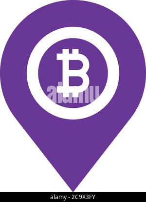Bitcoin, location map icon. Beautiful, meticulously designed icon. Well organized and editable Vector for any uses. Stock Vector