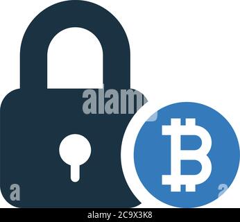 Bitcoin security icon. Use for commercial, print media, web or any type of design projects. Stock Vector