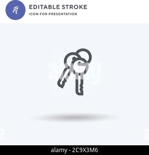 Keys icon vector, filled flat sign, solid pictogram isolated on white, logo illustration. Keys icon for presentation. Stock Vector