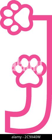 Letter J logo design Dog footprints concept icon illustration Stock Vector