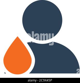 User profile with drop line icon. Blood donation, washing symbol Stock Vector