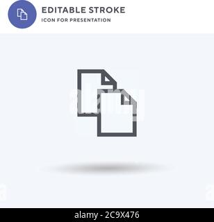 Copy icon vector, filled flat sign, solid pictogram isolated on white, logo illustration. Copy icon for presentation. Stock Vector
