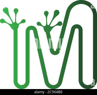 Letter M logo design frog footprints concept icon illustration Stock Vector