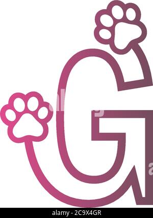 Letter G logo design Dog footprints concept icon illustration Stock Vector
