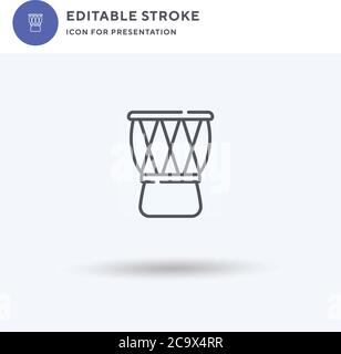 Dholak icon vector, filled flat sign, solid pictogram isolated on white, logo illustration. Dholak icon for presentation. Stock Vector