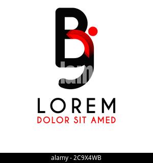 BJ Letter black logo with gradient arrow Stock Vector