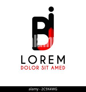 BI Letter black logo with gradient arrow Stock Vector