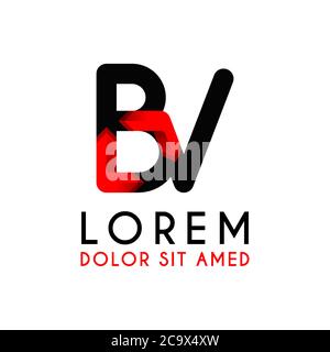 BV Letter black logo with gradient arrow Stock Vector