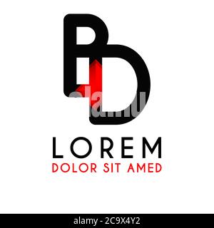 BD Letter black logo with gradient arrow Stock Vector