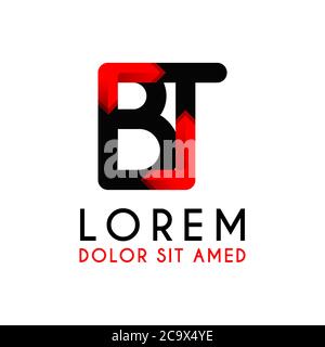 BT Letter black logo with gradient arrow Stock Vector