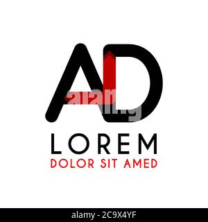 AD Letter black logo with gradient arrow Stock Vector