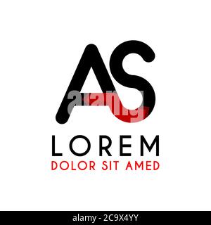 AS Letter black logo with gradient arrow Stock Vector