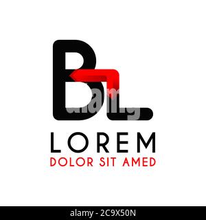 BL Letter black logo with gradient arrow Stock Vector