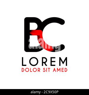 BC Letter black logo with gradient arrow Stock Vector