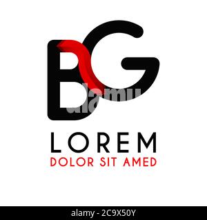 BG Letter black logo with gradient arrow Stock Vector