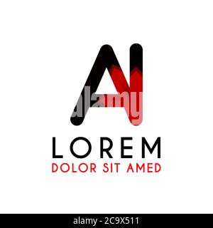 AI Letter black logo with gradient arrow Stock Vector