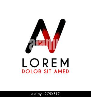 AV Letter black logo with gradient arrow Stock Vector