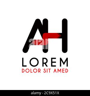 AH Letter black logo with gradient arrow Stock Vector