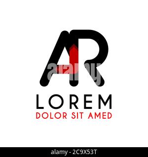 AR Letter black logo with gradient arrow Stock Vector