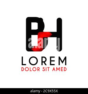 BH Letter black logo with gradient arrow Stock Vector